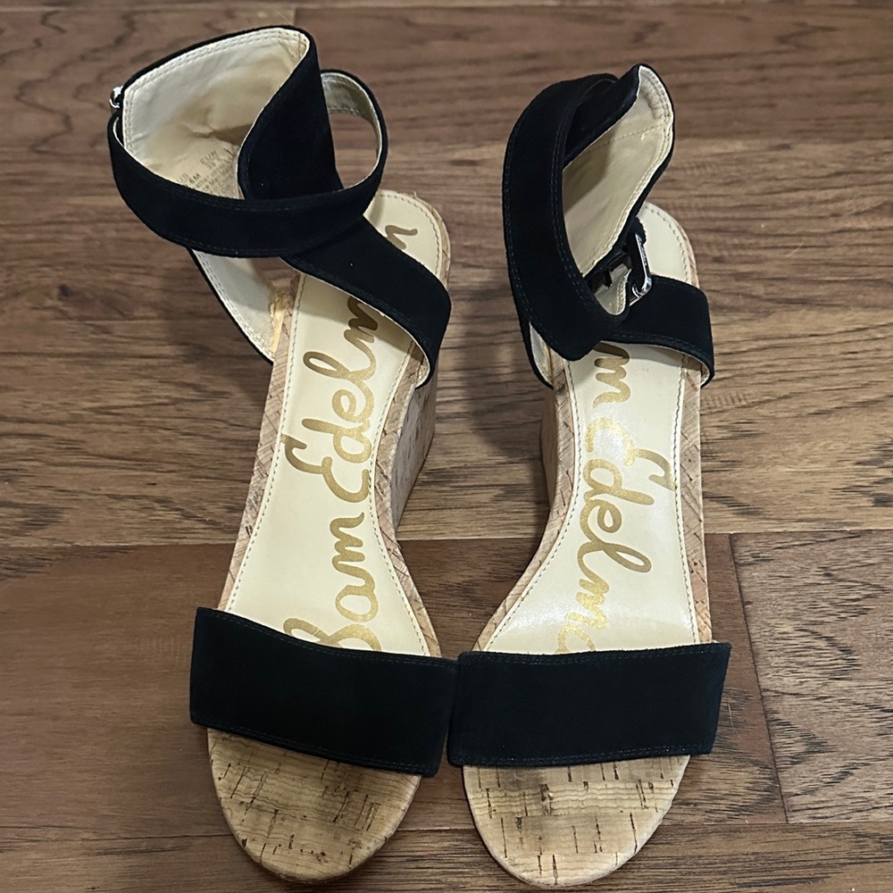 Sam Edelman Black Wedge Sandals